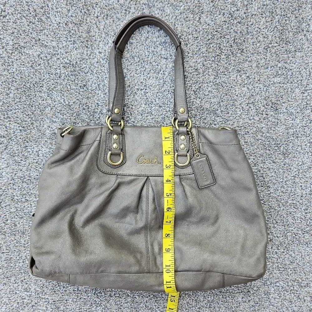COACH Ashley Carryall Satchel Steel Gold Leather Hobo Shoulder Bag Purse F15513